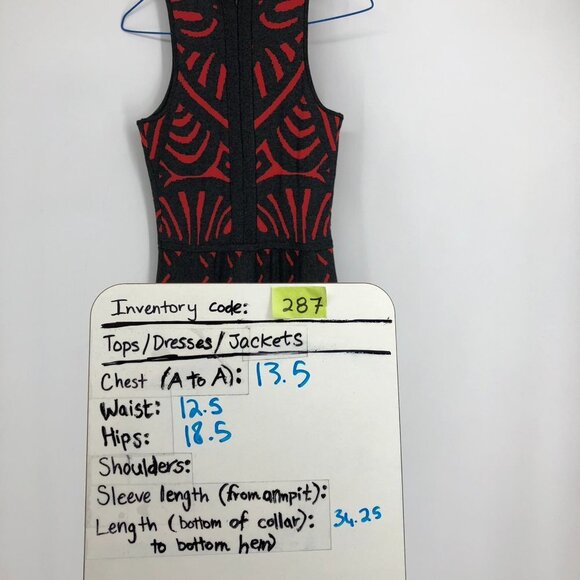 Parker Red and Black Tribal Sleeveless Fit & Flare Clarence Dress  XS - Picture 14 of 16